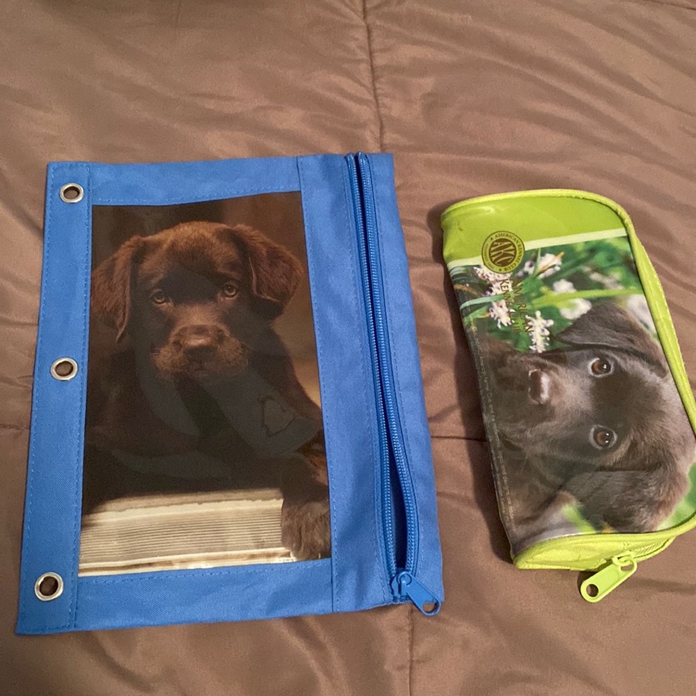 2 Puppy pencil pouches (bundle)
